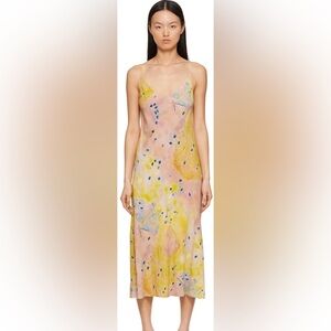 Marc Jacob’s Bias Slip Dress Printed Pink/Yellow/Blue Maxi Dress